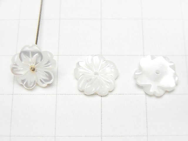 [Video] High Quality White Shell (Silver-lip Oyster) AAA Flower [6mm][8mm][10mm][12mm][15mm] Center Hole 4pcs