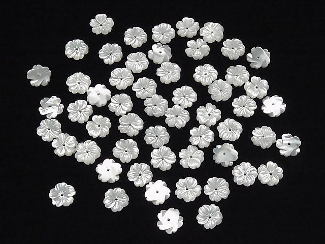 [Video] High-Quality White Shell (Silver-lip Oyster) AAA Flower [6mm][8mm][10mm][12mm][15mm] Center Hole 4pcs