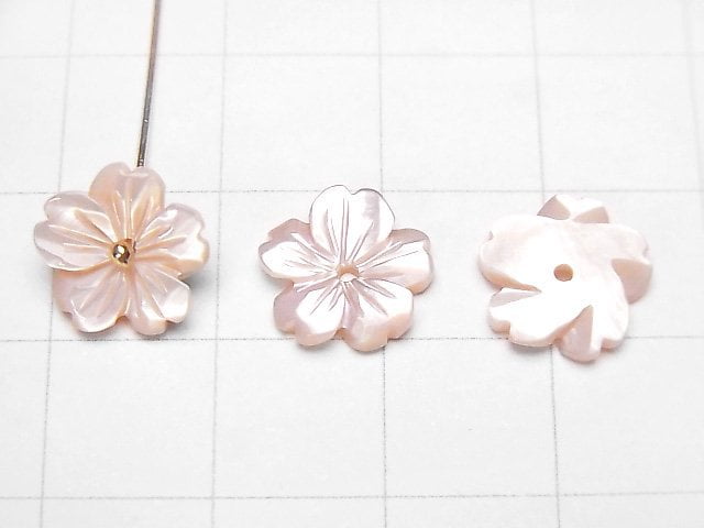 [Video] High Quality Pink Shell AAA Flower 10mm Center Hole 3pcs