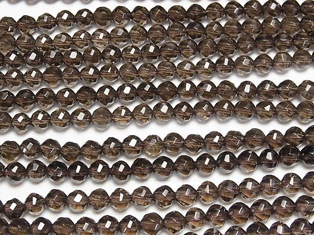 [Video]Smoky Quartz AAA Twist 72Faceted Round 6mm 1/4 or 1strand beads (aprx.15inch/37cm)