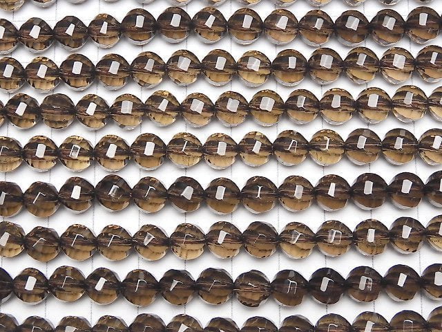 [Video]Smoky Quartz AAA Twist 72Faceted Round 8mm 1/4 or 1strand beads (aprx.15inch/37cm)