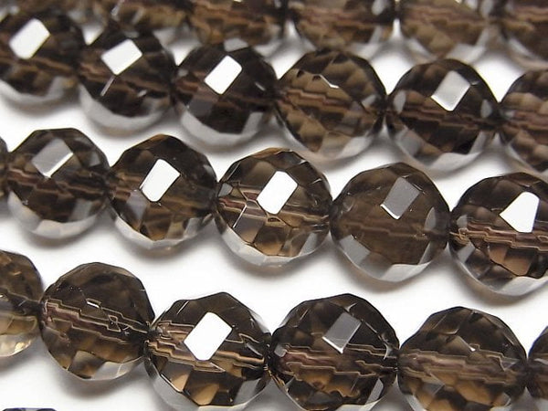 Smoky Quartz AAA Twist 72Faceted Round 10mm 1/4 or 1strand beads (aprx.15inch/37cm)