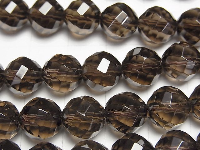 Smoky Quartz AAA Twist 72Faceted Round 10mm 1/4 or 1strand beads (aprx.15inch/37cm)