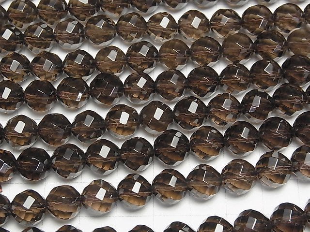 Smoky Quartz AAA Twist 72Faceted Round 10mm 1/4 or 1strand beads (aprx.15inch/37cm)