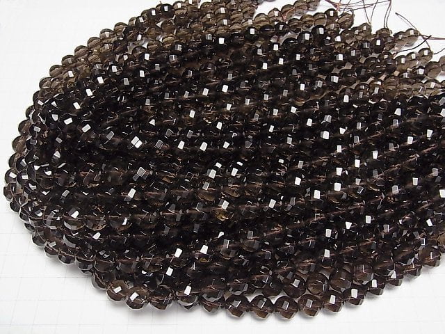 Smoky Quartz AAA Twist 72Faceted Round 10mm 1/4 or 1strand beads (aprx.15inch/37cm)