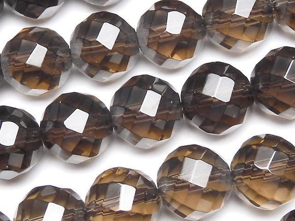 Smoky Quartz AAA Twist 72Faceted Round 12mm 1/4 or 1strand beads (aprx.15inch/37cm)