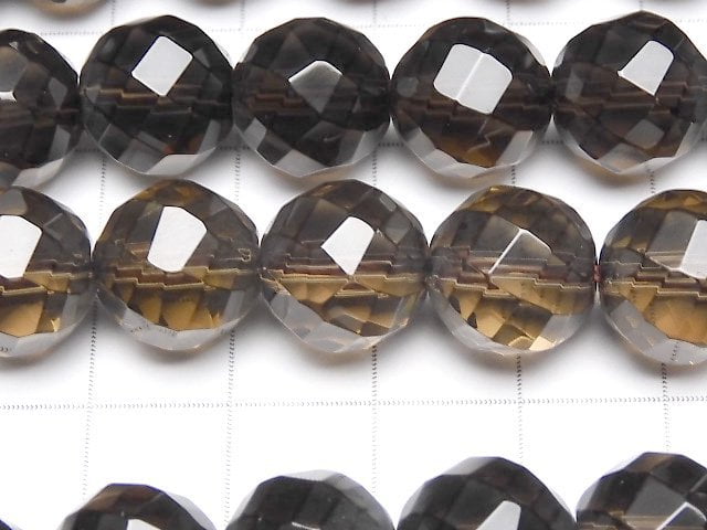 Smoky Quartz AAA Twist 72Faceted Round 12mm 1/4 or 1strand beads (aprx.15inch/37cm)