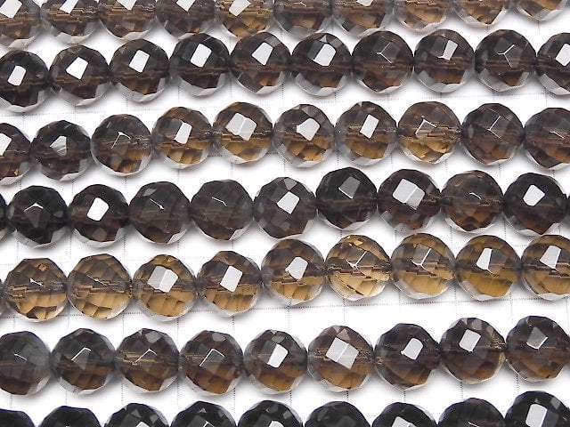 Smoky Quartz AAA Twist 72Faceted Round 12mm 1/4 or 1strand beads (aprx.15inch/37cm)