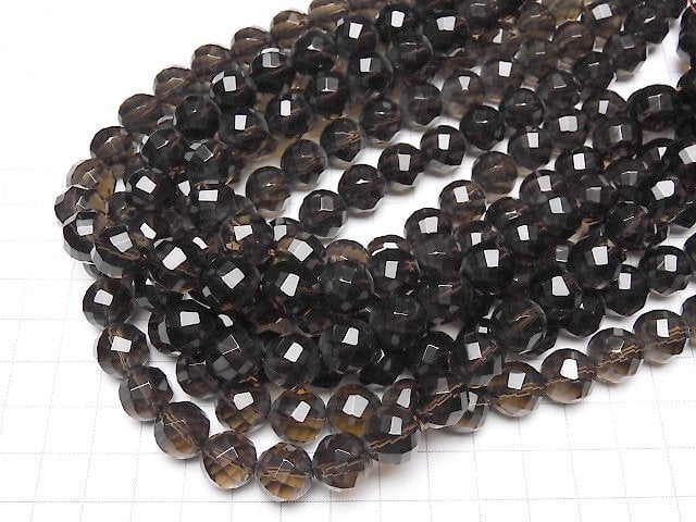 Smoky Quartz AAA Twist 72Faceted Round 12mm 1/4 or 1strand beads (aprx.15inch/37cm)