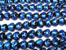 [Video] Lampwork Beads Vertical Hole Heart 12x12mm [Blue x Light Blue] 1/4 or 1strand beads (aprx.12inch/30cm)