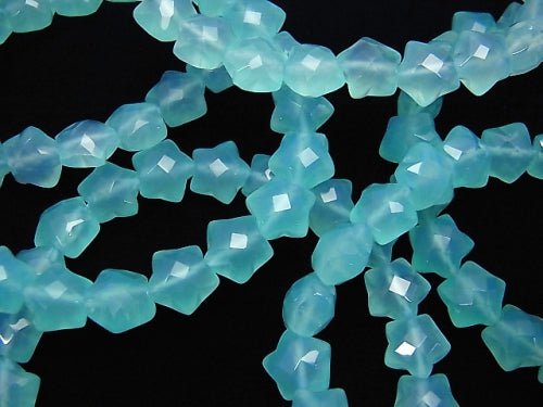 Sea Blue Chalcedony AAA Faceted Star 10x10x7mm 4pcs or 1strand (Bracelet)