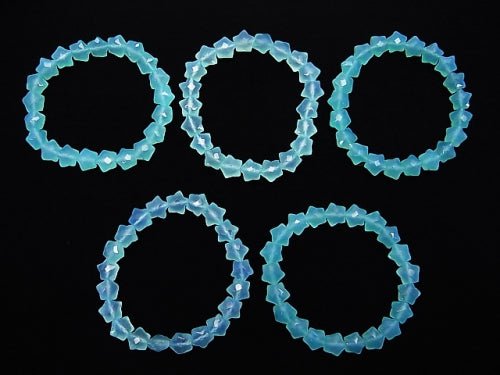 Sea Blue Chalcedony AAA Faceted Star 10x10x7mm 4pcs or 1strand (Bracelet)