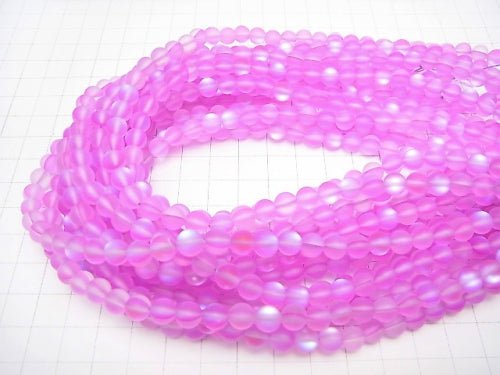 Frost Pink Purple Luna Flash Round 6mm 1strand beads (aprx.15inch/37cm)