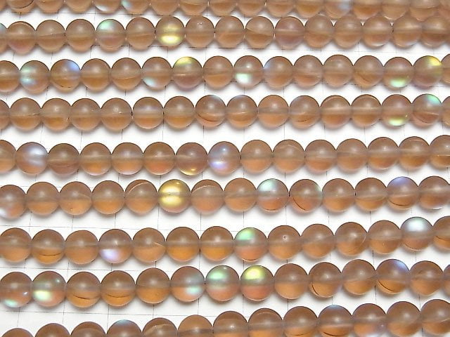 [Video] Frost Brown Luna Flash Round 8mm 1strand beads (aprx.15inch/37cm)