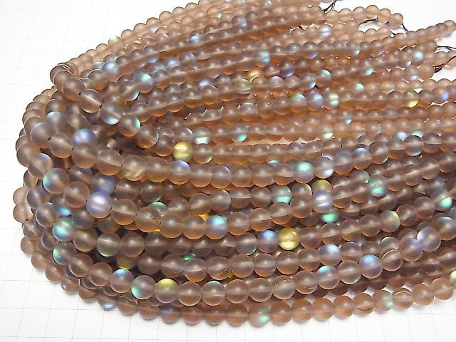 [Video] Frost Brown Luna Flash Round 8mm 1strand beads (aprx.15inch/37cm)