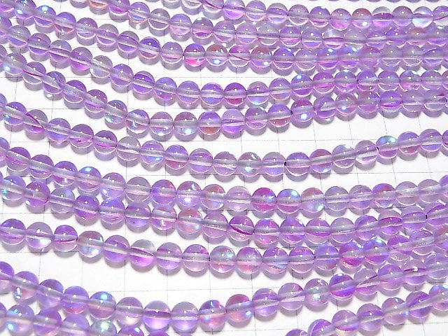 Purple Luna Flash Round 6mm 1strand beads (aprx.14inch/35cm)