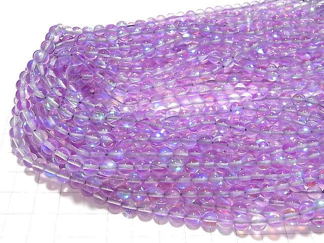 Purple Luna Flash Round 6mm 1strand beads (aprx.14inch/35cm)