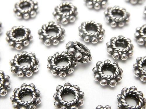 Bali Silver Rondelle 7x7x3mm Oxidized Finish 2pcs