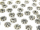 Bali Silver Rondelle Daisy 6x6x1.5mm Oxidized Finish 4pcs