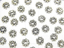 Bali Silver Rondelle Daisy 6x6x1.5mm Oxidized Finish 4pcs