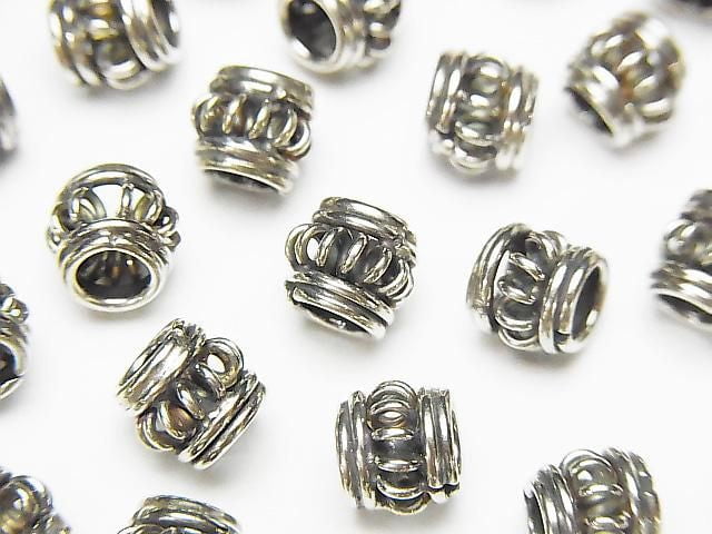 Bali Silver Rondelle 6.5x6.5x5.5mm Oxidized Finish 2pcs
