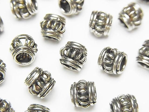 Bali Silver Rondelle 6.5x6.5x5.5mm Oxidized Finish 2pcs