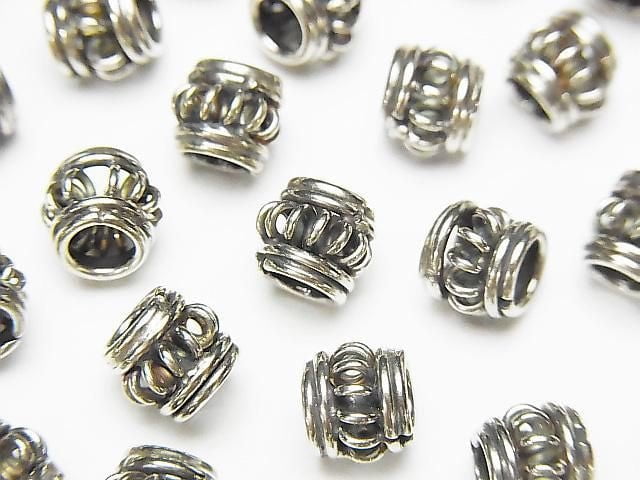 Bali Silver Rondelle 6.5x6.5x5.5mm Oxidized Finish 2pcs