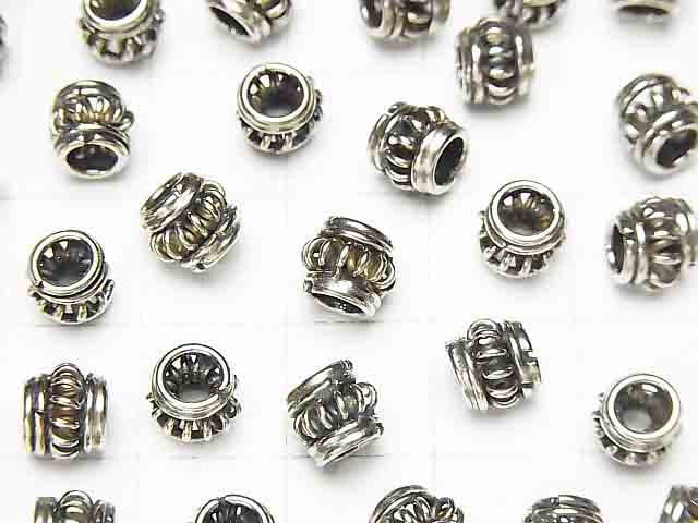 Bali Silver Rondelle 6.5x6.5x5.5mm Oxidized Finish 2pcs