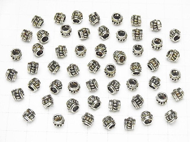 Bali Silver Rondelle 6.5x6.5x5.5mm Oxidized Finish 2pcs
