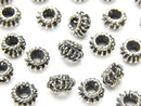 Bali Silver Rondelle 6x6x4mm Oxidized Finish 2pcs