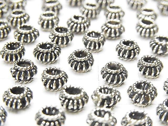Bali Silver Rondelle 6x6x4mm Oxidized Finish 2pcs