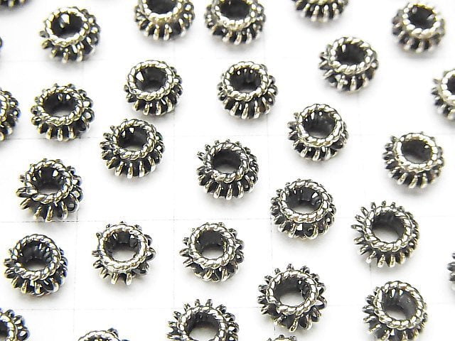Bali Silver Rondelle 6x6x4mm Oxidized Finish 2pcs