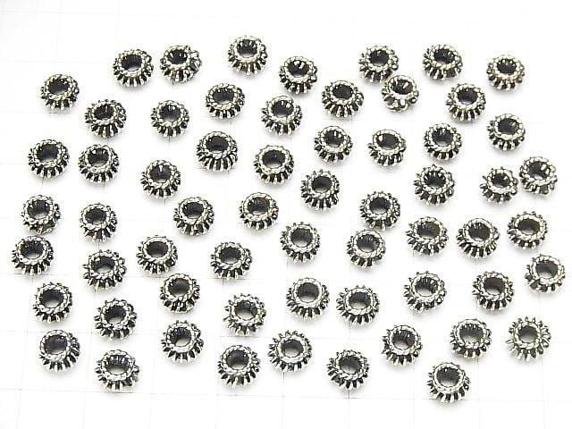 Bali Silver Rondelle 6x6x4mm Oxidized Finish 2pcs
