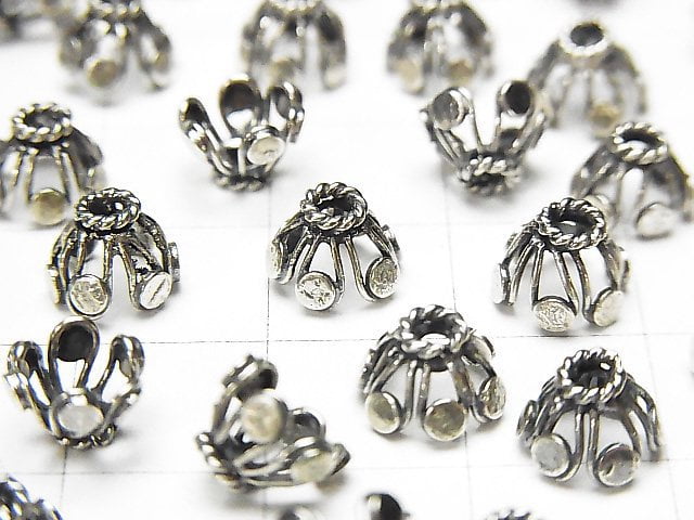 Bali Silver Beads Cap 8 x 8 x 5 mm Oxidized Finish 2 pcs $3.39!