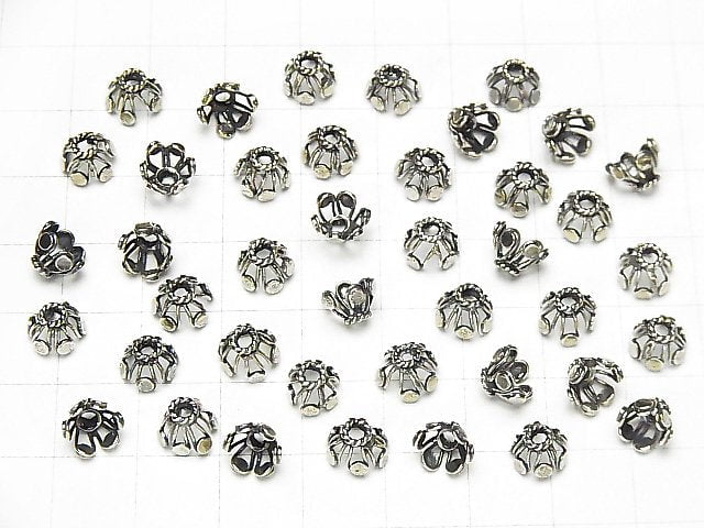 Bali Silver Bead Caps 8x8x5mm Oxidized Finish 2pcs