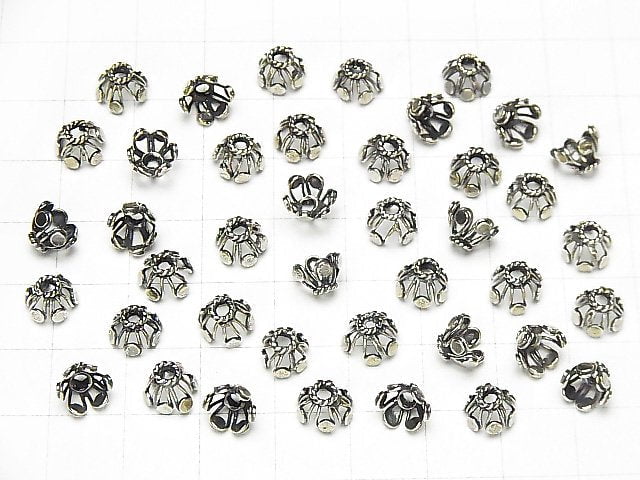 Bali Silver Beads Cap 8 x 8 x 5 mm Oxidized Finish 2 pcs $3.39!