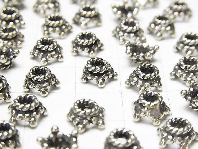Bali Silver Bead Caps 8x8x4mm Oxidized Finish 2pcs