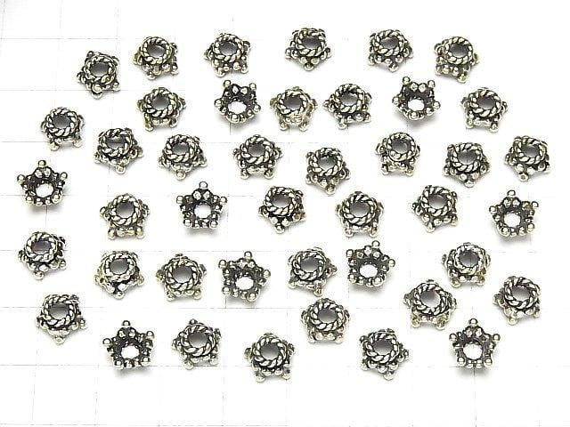 Bali Silver Bead Caps 8x8x4mm Oxidized Finish 2pcs