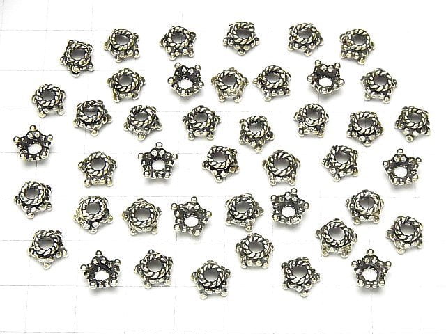 Bali Silver Beads Cap 8 x 8 x 4 mm Oxidized Finish 2 pcs $3.79!