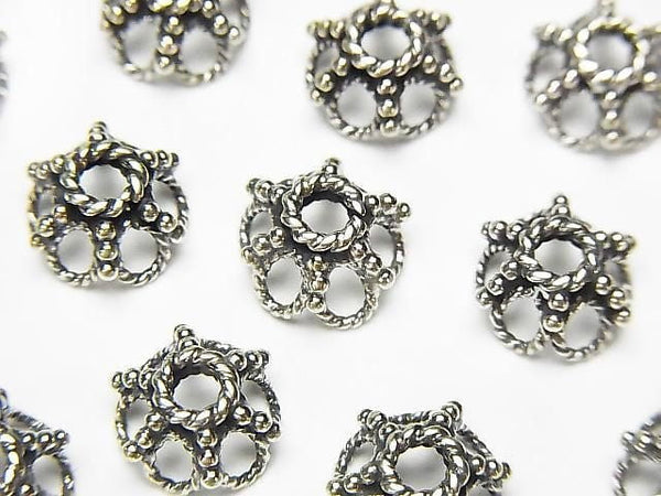 Bali Silver Bead Cap 10x10x5mm Oxidized Finish 2pcs