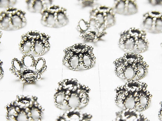 Bali Silver Bead cap 10x10x5mm Oxidized Finish 2pcs