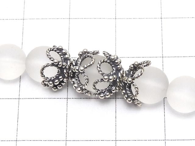 Bali Silver Bead Caps 10x10x5mm Oxidized Finish 2pcs