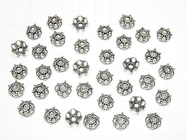 Bali Silver Bead cap 10x10x5mm Oxidized Finish 2pcs