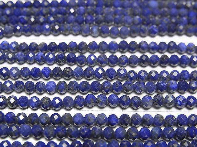 [Video]High Quality! Lapislazuli AA++ Faceted Button Roundel 2.5x2.5x2mm half or 1strand beads (aprx.13inch/32cm)