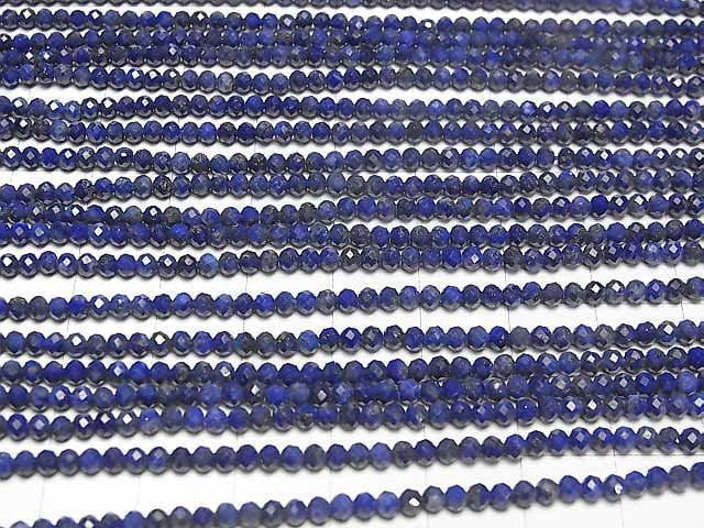 [Video]High Quality! Lapislazuli AA++ Faceted Button Roundel 2.5x2.5x2mm half or 1strand beads (aprx.13inch/32cm)