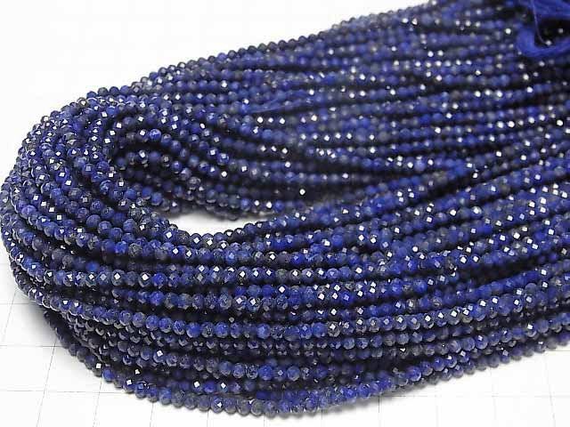 [Video]High Quality! Lapislazuli AA++ Faceted Button Roundel 2.5x2.5x2mm half or 1strand beads (aprx.13inch/32cm)