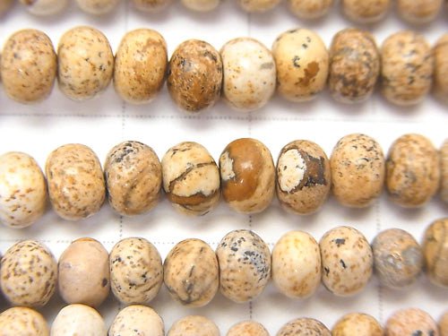 [Video] Picture Jasper Roundel 5 x 5 x 4 mm 1strand beads (aprx.15 inch / 38 cm)