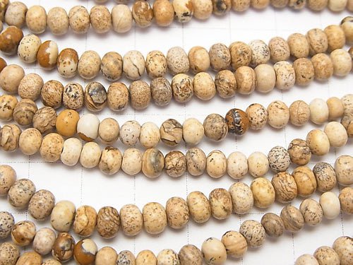 [Video] Picture Jasper Roundel 5 x 5 x 4 mm 1strand beads (aprx.15 inch / 38 cm)