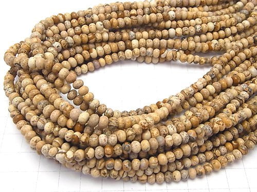 [Video] Picture Jasper Roundel 5 x 5 x 4 mm 1strand beads (aprx.15 inch / 38 cm)