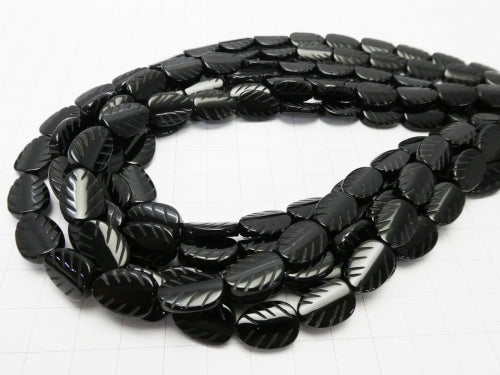 Onyx leaf 14 x 10 x 4 mm half or 1 strand beads (aprx.15 inch / 36 cm)
